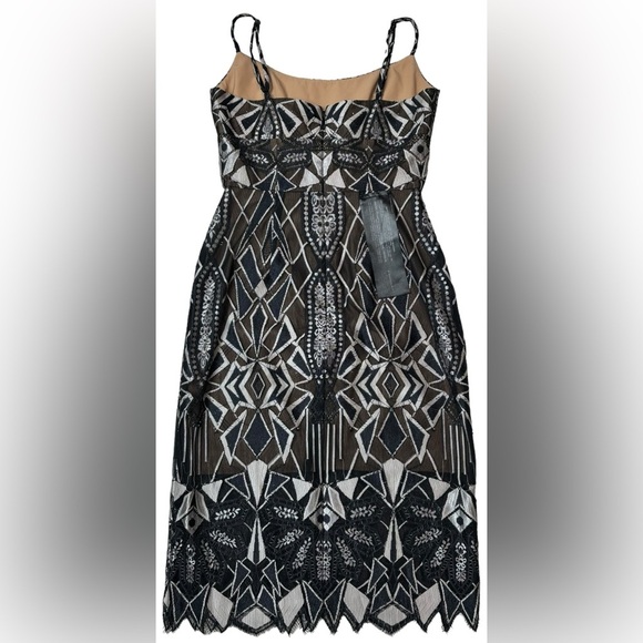 NWT BCBGMAXAZRIA Alese Floral Geometric Pattern Midi Dress - Picture 5 of 10